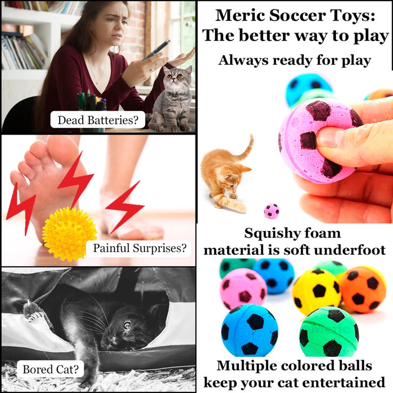 Meric CoCoo 1.5-Inch Soft Foam Cat Soccer Balls, Bouncy & Lightweight, Interactive Indoor Play Toys for Kittens & Cats, Quiet & Durable, Bright Colors, 12-Pack - Image 4